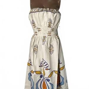 NEW AETHER CONCEPT women's strapless lace back maxi dress in beige